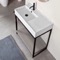 Console Sink Vanity With Ceramic Sink and Grey Oak Shelf